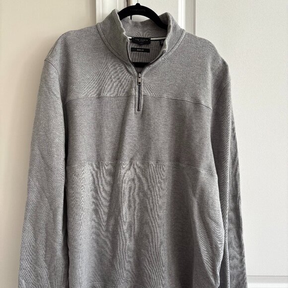 Ted Baker London 1/2 Half Zip Gazine Gray Pullover Sweater - SZ 7 (US-XXXL) - Picture 1 of 5